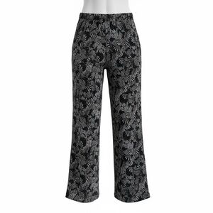 Black and White Floral Women's Pants with Pockets